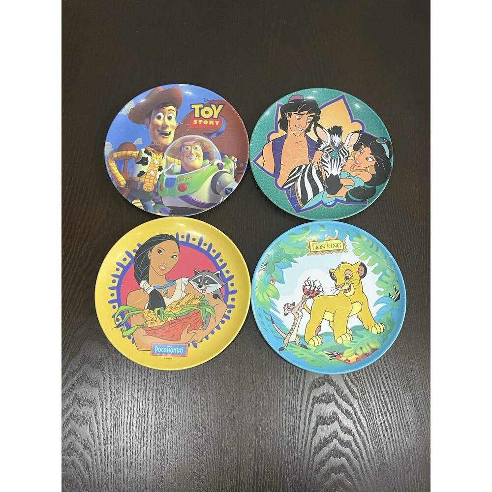 VTG Disney Zak Designs Plates Lot 4 Lion King Toy Story Pocahontas Aladdin *Read